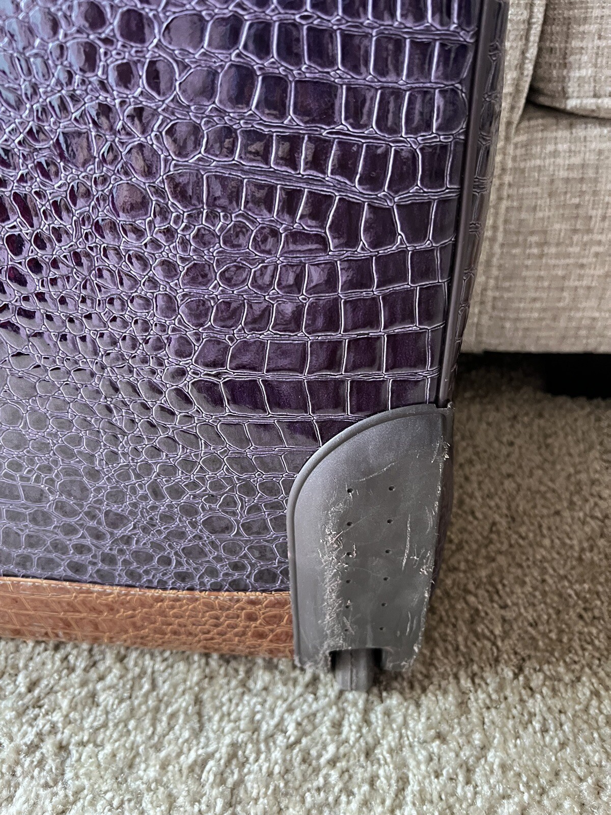 Samantha Brown Purple Croco Embossed Rolling Carryon Suitcase 20x16x9