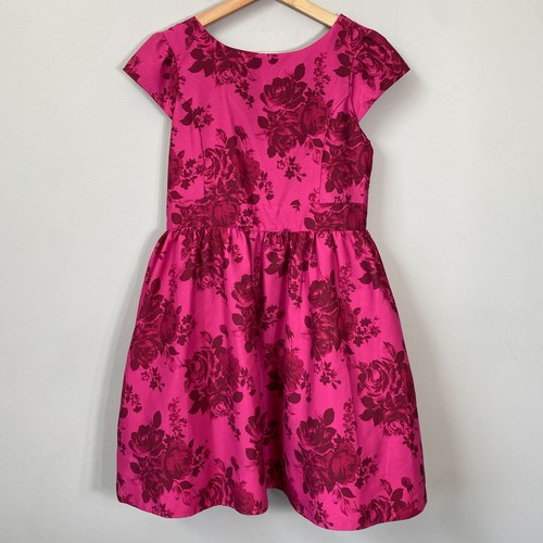 Baker by Ted Baker Girls Size 14 Short Sleeve Bow Fit & Flare Floral Dress Pink - Picture 5 of 14
