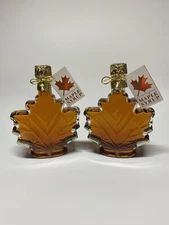 Two 250 ml. Maple Leafs 100%🍁Organic & Pure🍁Wisconsin Maple Syrup Grade B