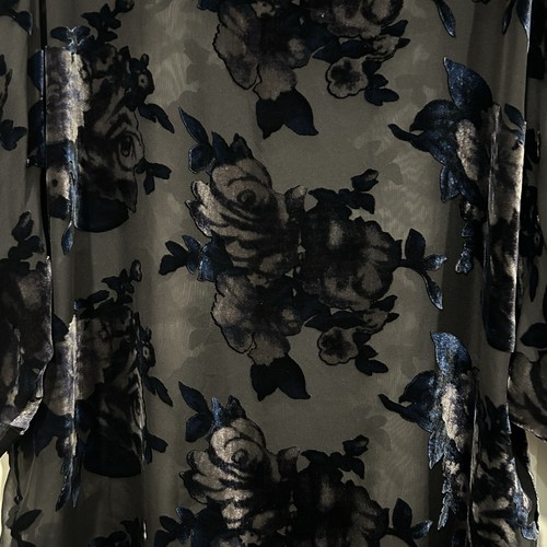 NOLAN MILLER Glamour Style Black Silk Trim Blend Floral Burnout Blouse Sz Lrg - Picture 4 of 10