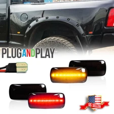 4X Smoked LED Fender Side Marker Lights For 10-18 Dodge RAM 2500 3500 Dually Bed