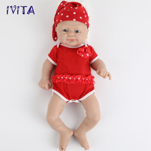 IVITA 12in-20in Vollsilikon Reborn Baby Mädchen blaue Augen Silikon Neugeborene Puppe - Bild 4 von 47
