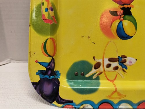 Vintage 80's Yellow Circus Clown Folding Metal TV Dinner Tray - Picture 9 of 19