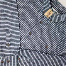 NEW Duluth Trading Free Swingin Flannel Shirt Men Large Tall Blue Stripe NWT