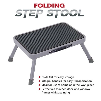 Folding Portable Step Stool Ant Slip Feet Metal One Step Ladder Easy To Store