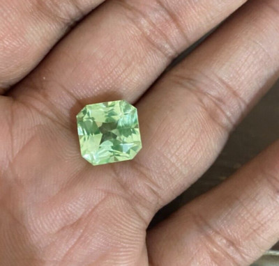8.8 CT+ Natural Fine Ceylon Green Sapphire Asscher Loose Certified Gemstone