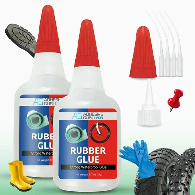 AG ADHESIVE GURU Adhesive Guru Rubber Glue (2x0.7 oz) - Heavy Duty Super Glue for Rubber, Rc Tire