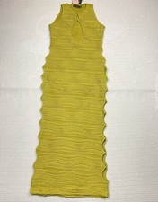 PLT Lime Yellow Crinkle Cutout Sleeveless Midaxi Dress US 6