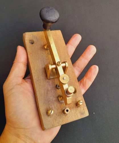 Vintage Antique Morse Code Key Telegraph - Zdjęcie 2 z 24