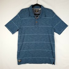 Quicksilver Waterman Polo Shirt Mens Small Teal Blue Stripe Quarter Button up
