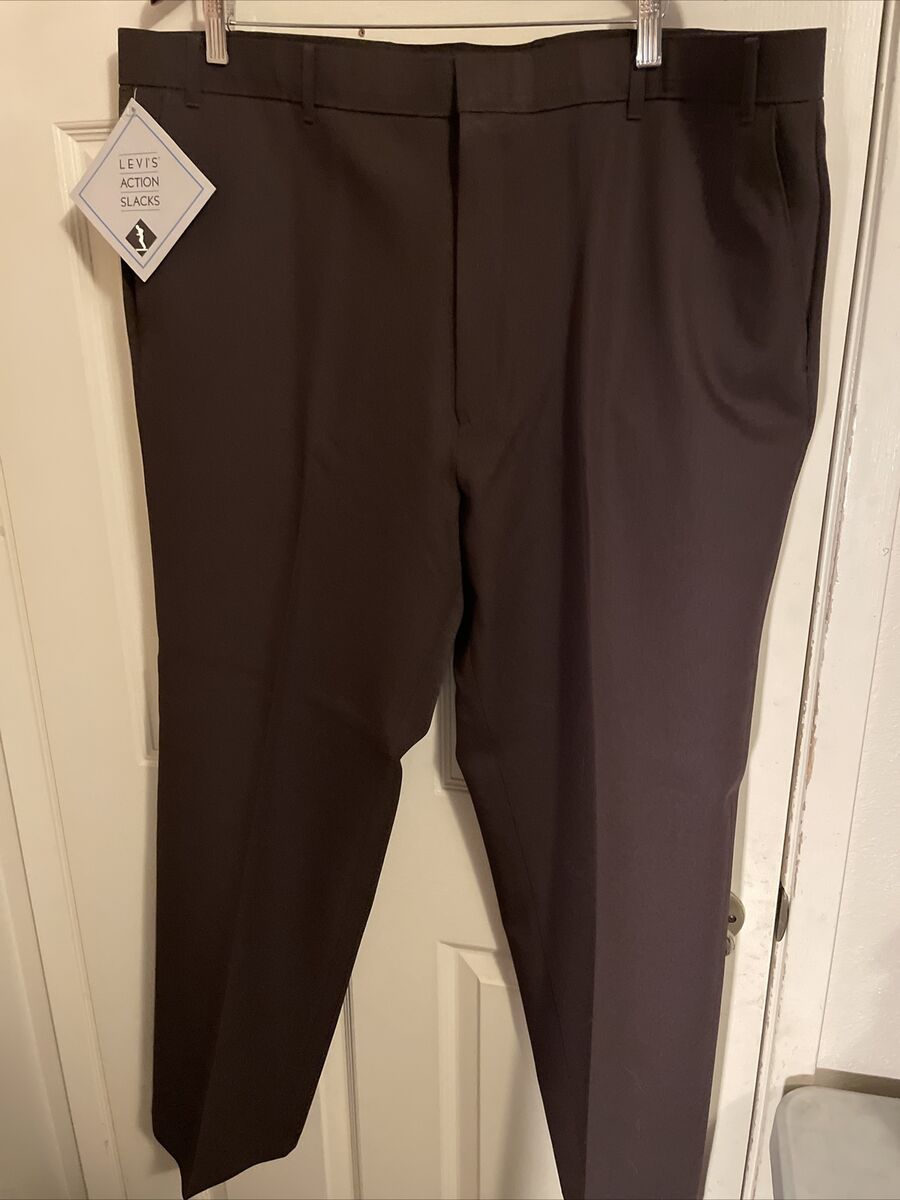 Mens Levi's Action Slacks Brown Size 44x32 Polyester Pants Mens Levi's Action Slacks Brown Size 44x32 Polyester Pants