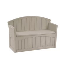 Suncast Pb6700 50 Gal Resin Patio Storage Bench, Light Taupe