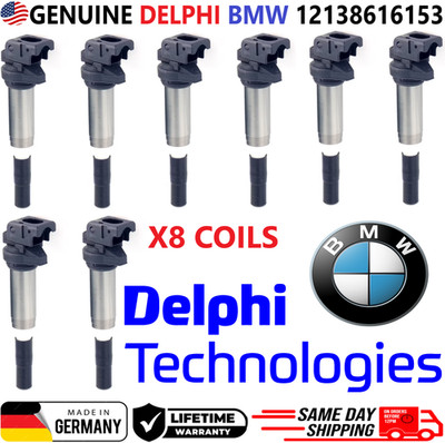 GENUINE DELPHI BMW x8 Ignition Coils For 2006-2020 BMW & Mini I6 V8, 12138616153