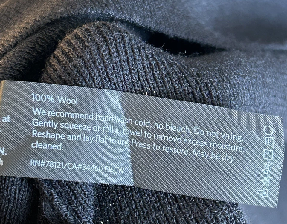 Eileen Fisher 100% Wool Top 3/4 Sleeve Round Neck Black Women Size XL Casual - Image 4 of 4