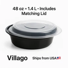 48 oz Round Food Containers Meal Prep BPA FREE Microwavable Reusable Salad Bowl 