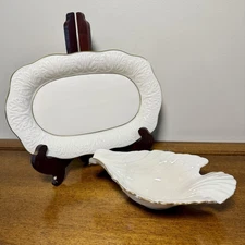 Lenox Dove Collection Candy Dish & Serving Plate Ivory Gold Trim  USA