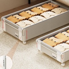 2Pack Under Bed Storage with Wheels,6.7"-9" Adjustable Height Underbed Storag...