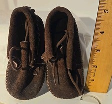 Vtg QUODDY MOCCASINS Childs Deer skin Miniature Promo Shoe Assecorie