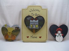 Welcome to Our Home Sign Decor Wooden Tole Handpainted Interchangeable Seasonal