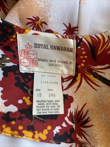 Vintage ROYAL HAWAIIAN Aloha Tropical Palm Flared Muumuu Luau Maxi Long Dress 18 - Bild 8 von 20