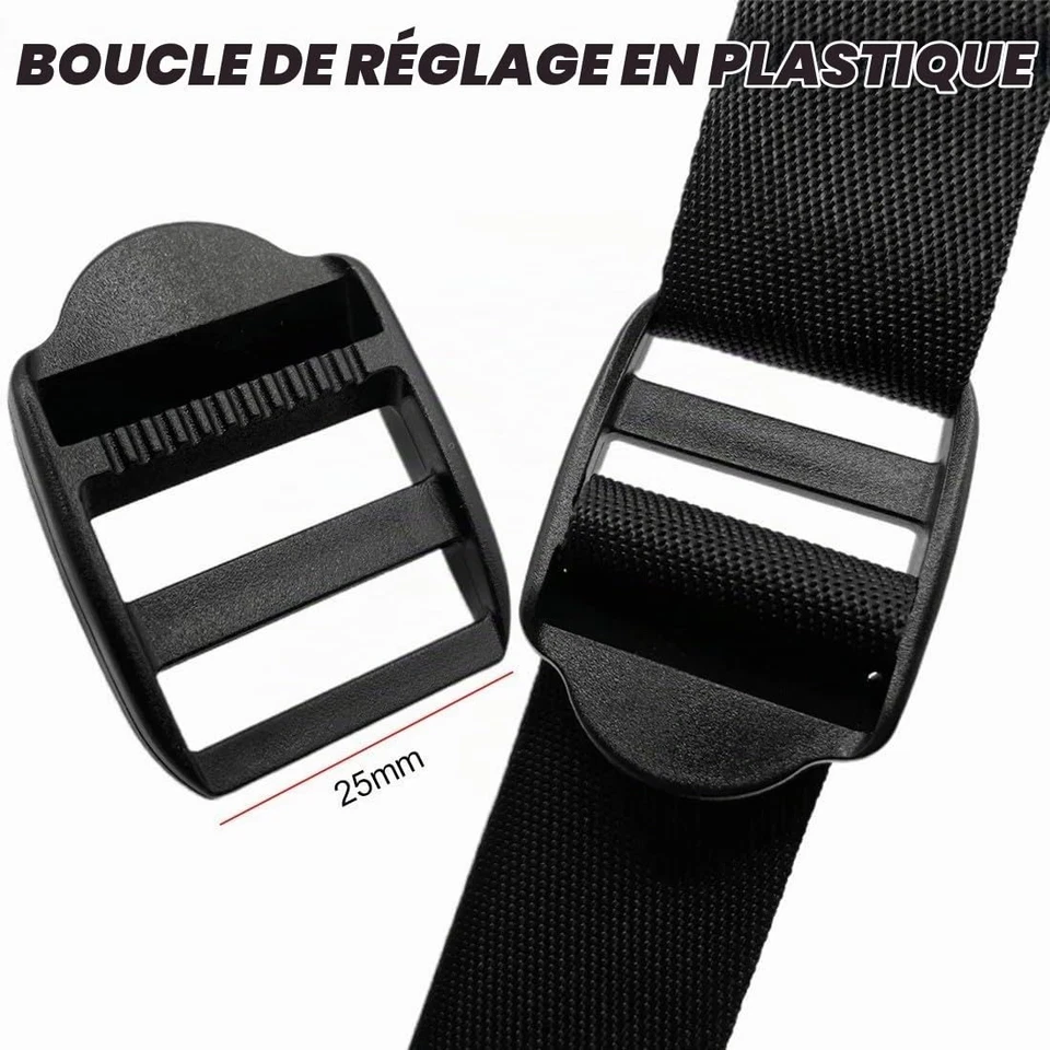 Boucle Plastique 25mm 10 Pièces avec Clip pour Sac à Dos Noir - Photo 3/4