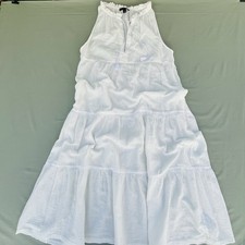 J.Crew Woman White Tiered Whimsical Halter Maxi Beach Romantic Dress Size Small