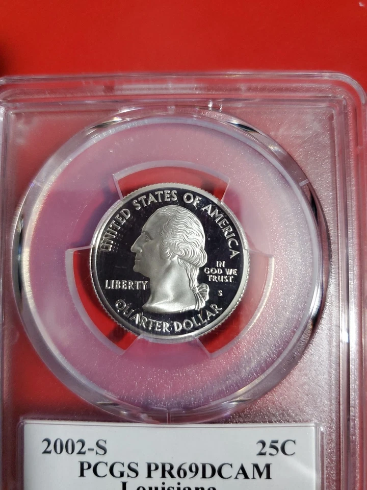 2002 S .90 SilverQuarter Dollar Coin PR69DCAM Louisiana PCGS Certified Beauty. - Image 3 of 4