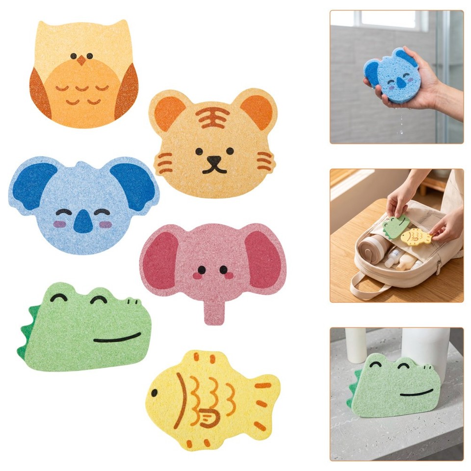 6pcs Cartoon Bath Cleaning Sponges, Sponge for Baby Bathtime | eBay ...
