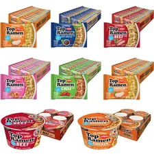 Nissin Top Ramen Noodle Soup, Chicken, 3 Ounce (Pack of 6 & 24)