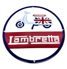 Lambretta Vespa Scooter - Vintage Porcelain Sign - Service Station Pump Plate