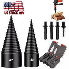 6PCS Wood Splitter Screw Cone Driver High Speed Twist Firewood Drill Bit Duty US