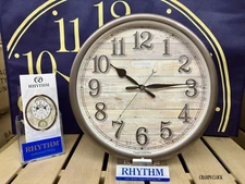 CASE of 6 Rhythm Musical Wall Clock 12 Melody “TIMBER” CMH767UR06 Weathered Wood