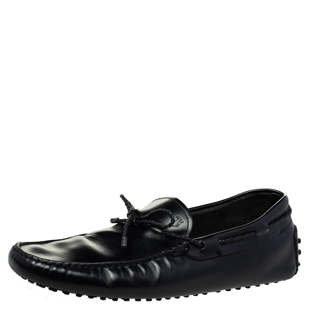 TOD’S Mocassini slip on neri in pelle con fiocco taglia 44