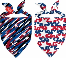 4th of July Dog Bandanas, 2PCS American Flag Patriotic Scarf, Independence