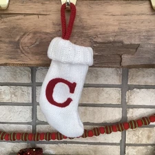 Letter C Knit Monogram Mini Stocking White Wondershop Holiday Target 8"