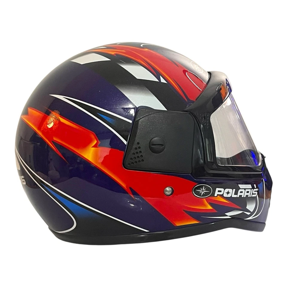 Polaris EDGE Vintage Snowmobile Helmet Large DOT Full Face Purple Visor Clean - Image 3 of 4