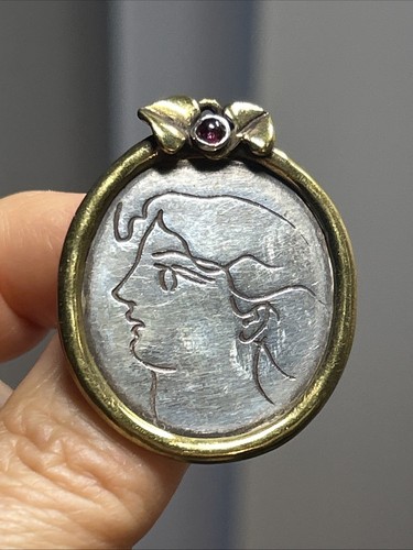34. Jean Cocteau Intaglio 925 Silber Granat Portrait Oval Anstecknadel Brosche - Bild 6 von 10