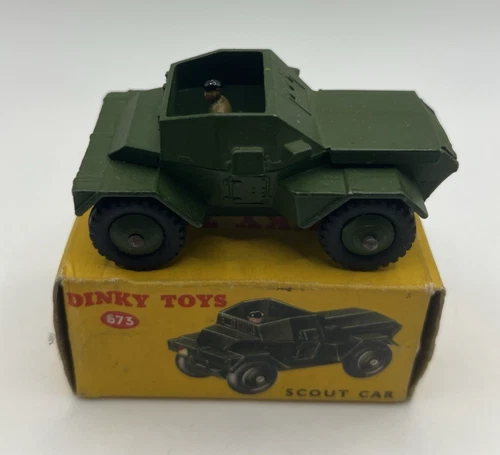 Vintage Dinky Toys 673 Scout Car With Driver Military In Original Box