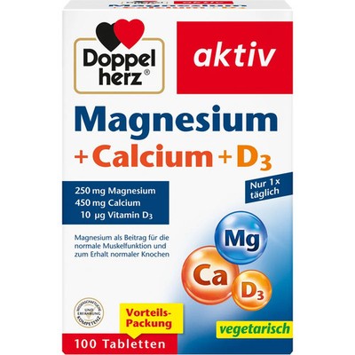 DOPPELHERZ Magnesium+Calcium+D3 Tabletten 100 St PZN 00773216