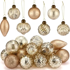 24 Pcs Mercury Glass Christmas Ornaments 2.36 Inch Antique Vintage Glass Orna...