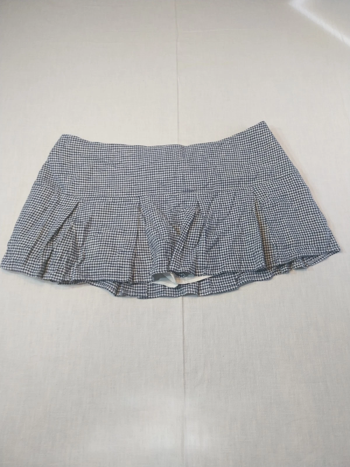 Hollister Linen Blend Gingham Pleated Skort Women's XL Blue White NWT Shorts