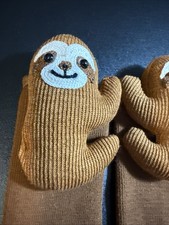 3D Cute Sloth Socks Knitted Pattern Brown White Unisex Funny Winter NEW