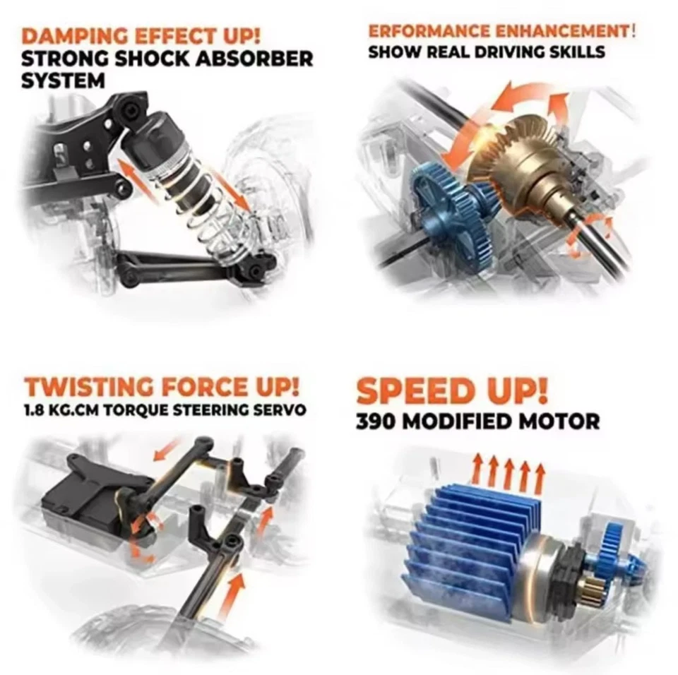 WLtoys 1:16 RC Monster Truck 4WD 50km/h 🚀 Haute Vitesse Télécommandée - Photo 4/4