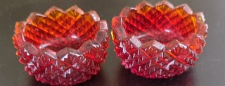 Diamond Pattern Glass Open Salt Cellar Round Small 2 in Glossy