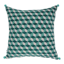 Indoor Geometric Cubes Throw Pillow, Turquoise, Blue, 18 x 18-Inch, Decor