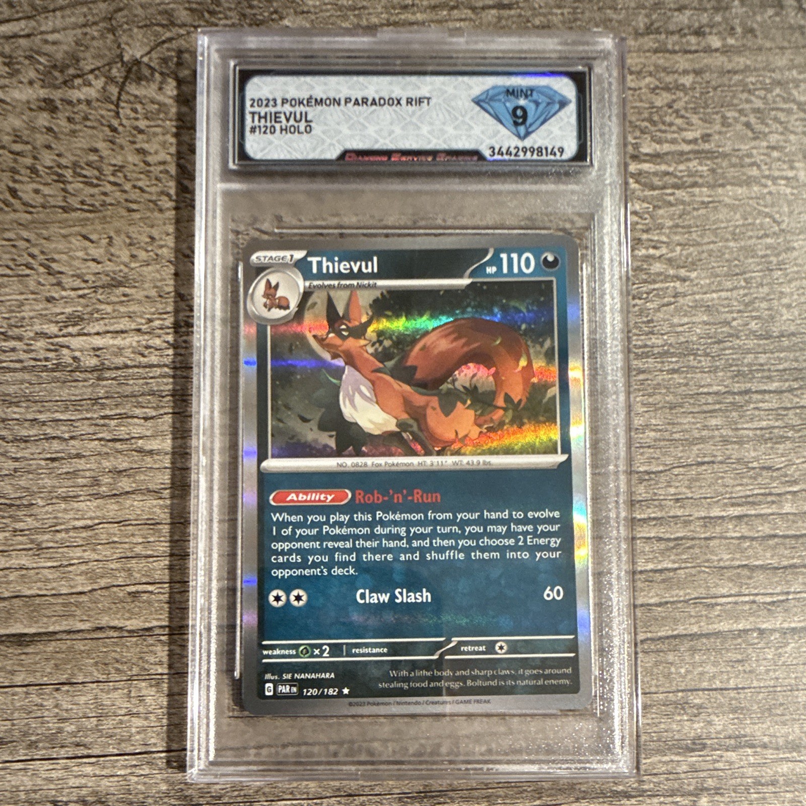 Pokémon TCG Thievul 120/182 Paradox Rift 2023 Holo Rare English DSG 9