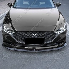 For 2019-2023 Mazda 3 Mazda3 Painted Black Front Bumper Body Kit Spoiler Lip 3PC