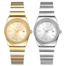 Women's Rhinestone Case Luminous Bar Markers Date Detachable Band Wrist Watch
