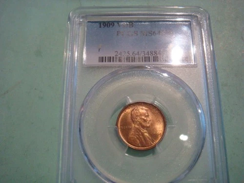 Very Nice MS64 RD 1909 VDB Lincoln Cent Penny PCGS - slab has crack on back