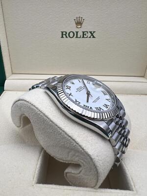 Rolex Datejust 126334 41mm 18K Fluted Bezel White Roman